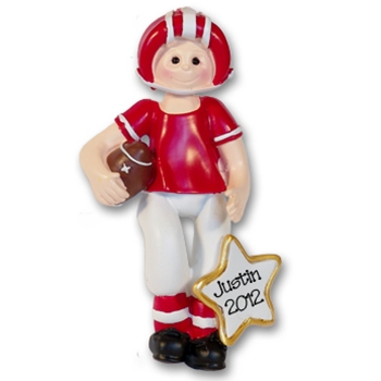 RESIN<br>Red Football Player<br>Personalized Ornament