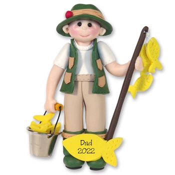 Giggle Gang Fisherman Personalized Ornament in Custom Gift Box