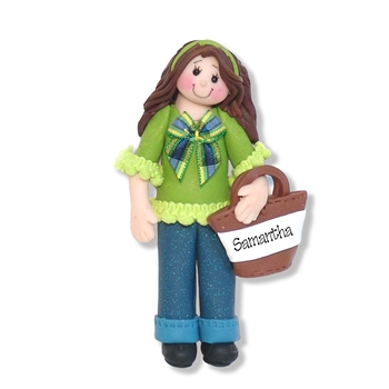 Girl with Handbag, Personalized Christmas Ornament