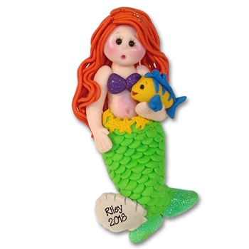 Giiggle Gang Mermaid Handmade Polymer Clay Personalized Ornament