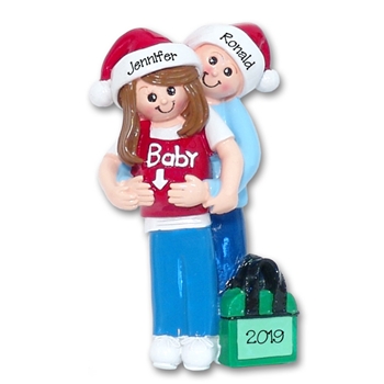 Pregnant Couple Expecting Parents Personalized Christmas Ornament