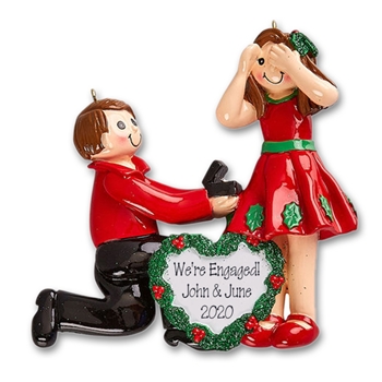 Proposal / Engagement Couple Personalized Christmas Ornament- Engaged - RESIN