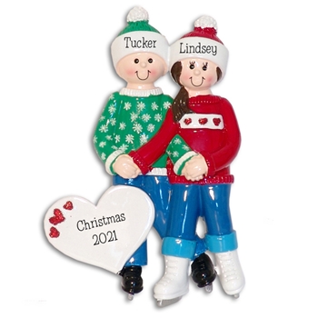 Ice Skating Couple Personalized Christmas Ornament - RESIN