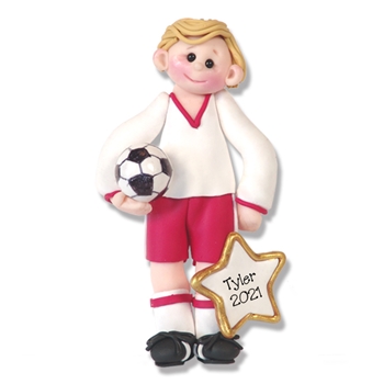 Giggle Gang Boy Soccer Player Handmade Polymer Clay Ornament(Blonde) - Limit Edition
