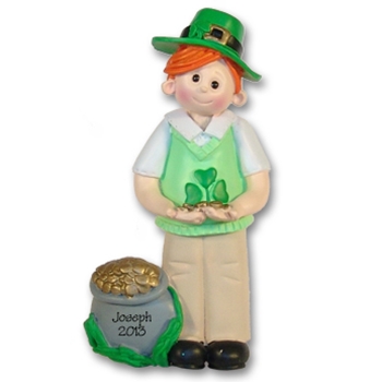 St. Patty's Day Irish Boy Personalized Christmas Ornament - RESIN