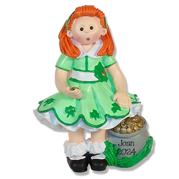 St. Patty's Day Irish Girl Personalized Ornament - RESIN