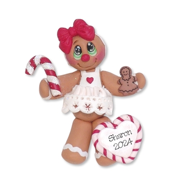 Gingerbread Girl HANDMADE POLYMER CLAY Christmas Ornament