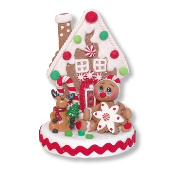 Gingerbread Clay Figure with Gingerbread House & Reindeer