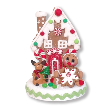 Gingerbread Clay Figure with Gingerbread House & Reindeer