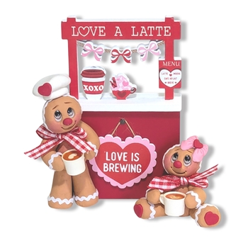 Latte Stand with 2 Gingies Handmade Polymer Clay