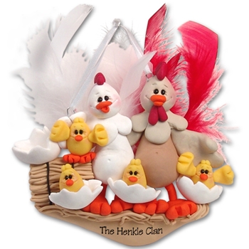 Half Baked Hen Family of 6 Family Ornament - Limited Edition