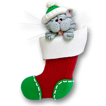 Miniature Gray Cat to Add On Personalized Christmas Ornament Miniature Gray Cat to Add On Personalized Christmas Ornament