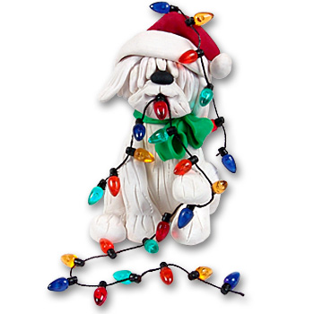 Dog / Puppy w/Christmas Lights<br>Personalized Dog Ornament