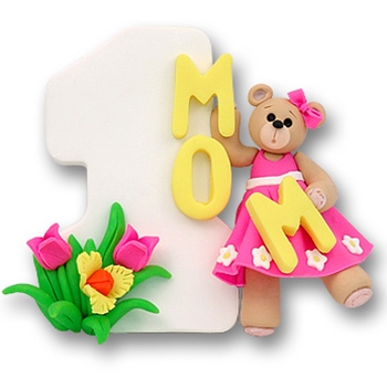 #1 Mom w/Belly Bear Girl<br>Personalized Ornament