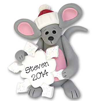 Merry Mouse Boy Handmade Personalized Ornament