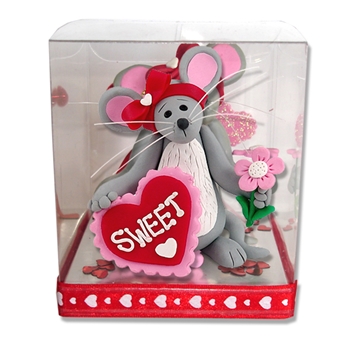 Merry Mouse Sweetheart Girl Valentine Figurine in Gift Box