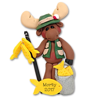 Mortimer Moose Fisherman Personalized Ornament Limited Edition