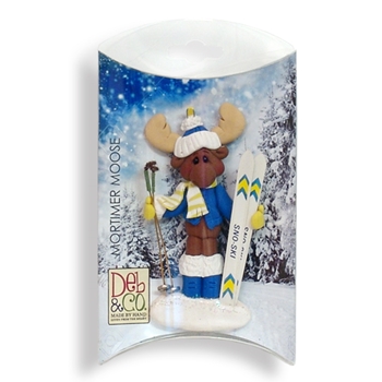 Mortimer Moose Skier Personalized Ornament in Custom Gift Box