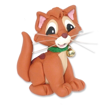 Orange Tabby KITTY CAT HANDMADE Polymer Clay Christmas Ornament