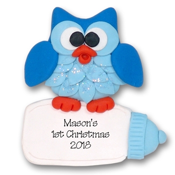 Owl w/ Baby Bottle 1st Christmas Ornament  Limited Edition