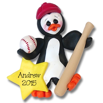 Baseball Petey Penguin<br>Personalized Ornament - Limited Edition