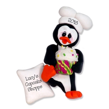 Petey Penguin Chef / Baker Personalized Ornament Limited Edition