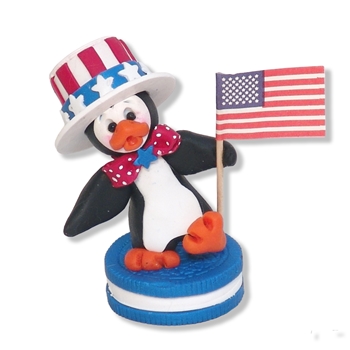 Patriotic Petey Penguin Personalized Christmas Figurine