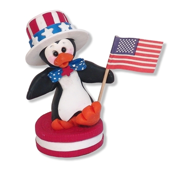 Patriotic Petey on Red Cookie with American Flag Holiday Figurine