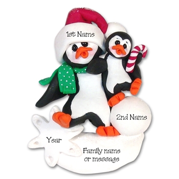 Petey & Polly Penguin Single Parent/Grandparent Ornament-1 Child - Limited Edition