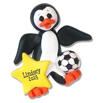 Soccer Petey Penguin<br>Personalized Ornament  - Limited Edition