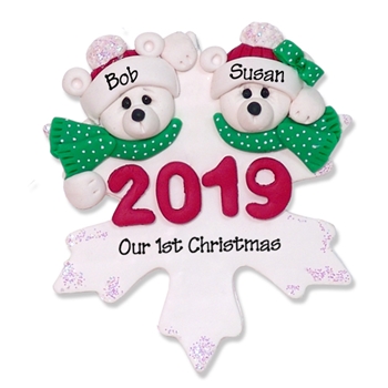 Polar Bear Couple 2019 Personalized Couples Ornament
