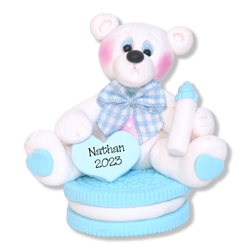 Polar Bear on Cookie Personalized Baby Figurine