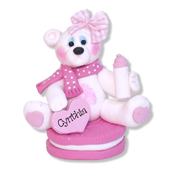 Polar Bear on Cookie Personalized Baby Figurine