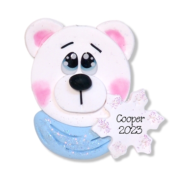 Polar Bear Face Handmade Personalized Ornament