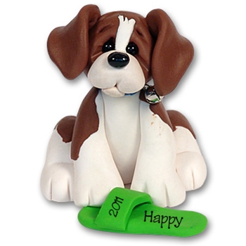 "Happy" Handmade Beagle Puppy Dog Personalized Christmas Ornament