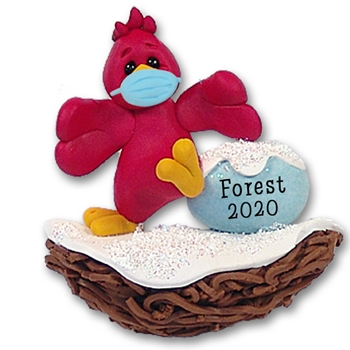 Rockin' Robin w/Face Mask Handmade Polymer Clay Ornament - ON SALE!