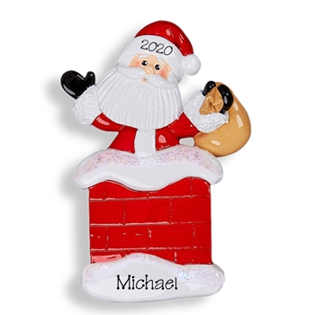 Santa in Chimney Personalized Christmas Ornament - Resin