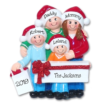 Shopping Family of 4 Personalized Family Ornament