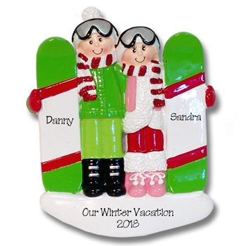 Snowboard Couple Personalied Couples Ornament-RESIN