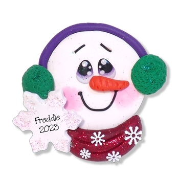 Snowman Face HANDMADE Personalized Christmas Ornament