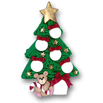 Christmas Tree w/5 Ornaments<br>Personalized Family Ornament