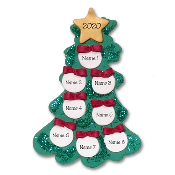 Christmas Tree w/8 Ornaments for a Family of 8 Personalized Ornament