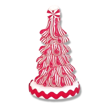 Retro Peppermint Christmas Tree Figurine