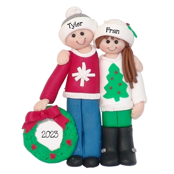 Ugly Sweater Christmas Couple Personalized Handmade Christmas Ornament