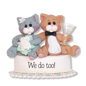 Bride & Groom Wedding Kitties Personalized Wedding Ornament