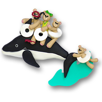 Whale w/4 Bears<br>Personalized Family Ornament