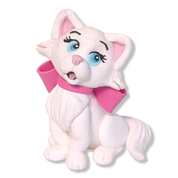 "Princess" Handmade Polymer Clay White Kitty Cat Figurine