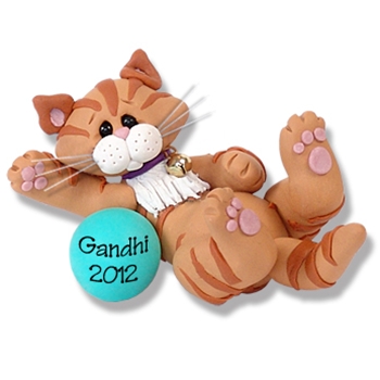"Gandhi" Orange Tabby Kitty Cat Personalized Christmas Ornament