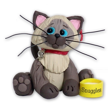 Siamese / Himalayan KITTY CAT HANDMADE Polymer Clay Personalized Christmas Ornament - Limited Edition